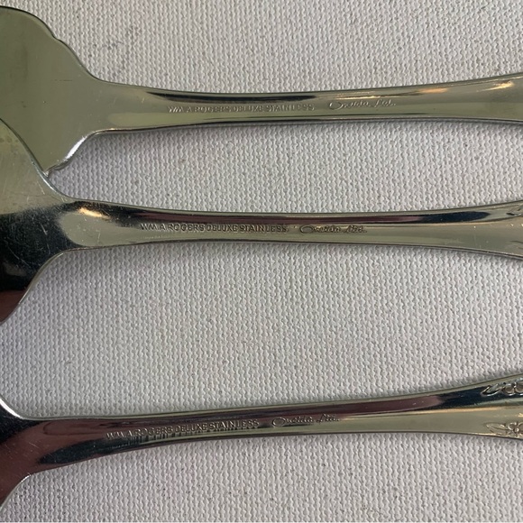 3 Pc SERVING SET Wm A Rogers Deluxe Stainless MANSFIELD AMADEUS Oneida Ltd 8.5" - Picture 9 of 12